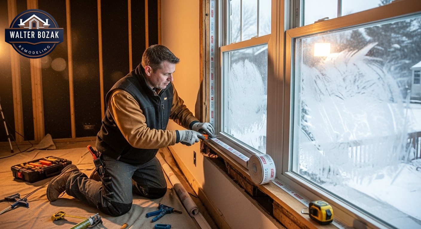 Contractor installing high-quality weatherstripping