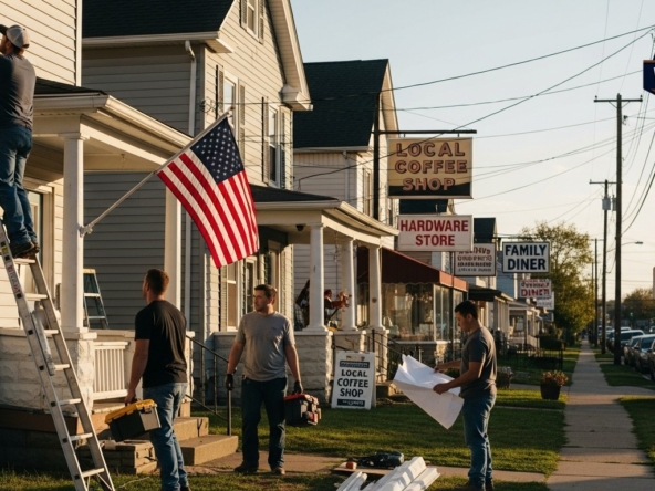 Local contractor team working on residential renovation