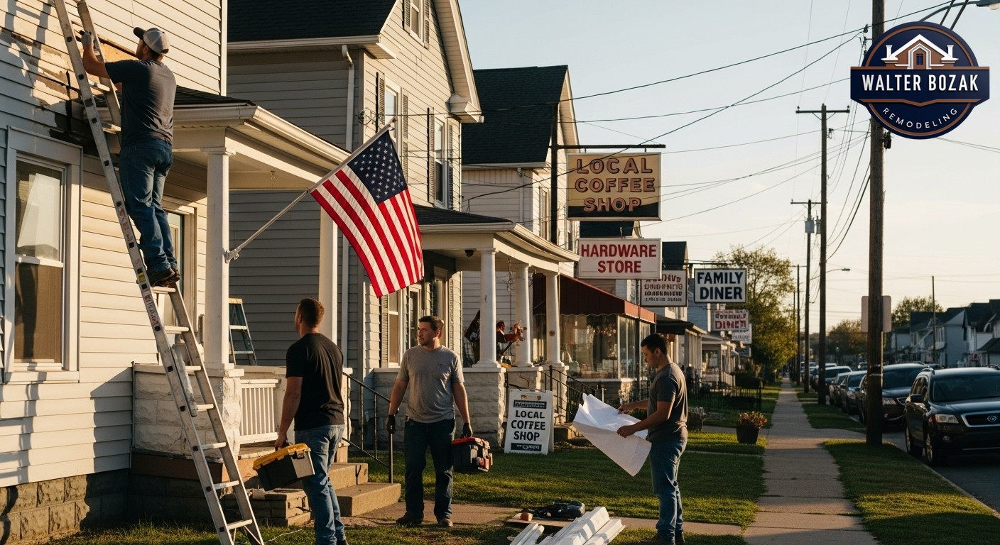 Local contractor team working on residential renovation