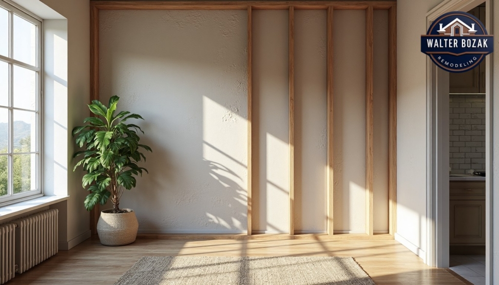 View of a wall in an interior remodel