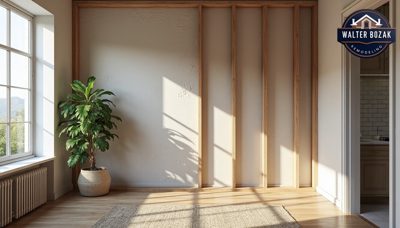 View of a wall in an interior remodel